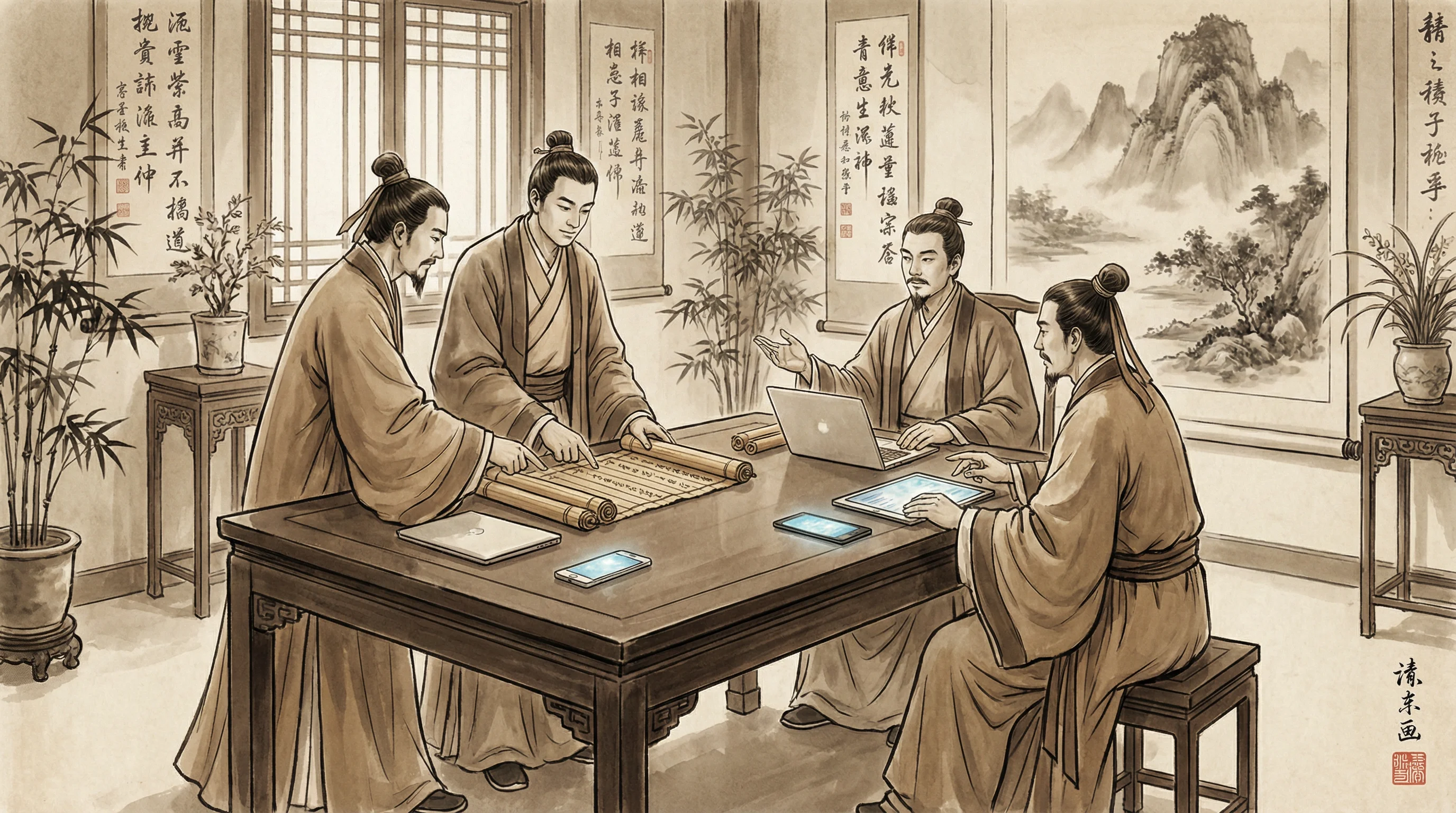 赏金女王试玩专业团队水墨风格工作场景